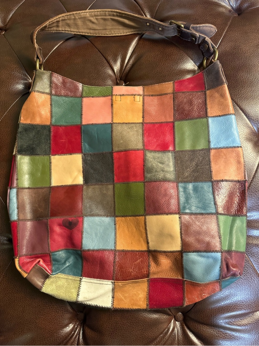 Multicolor Patchwork Leather Shoulder Bag